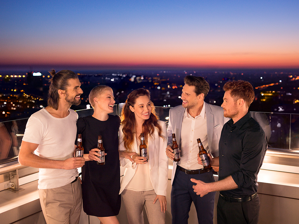 beautiful people with night city viev