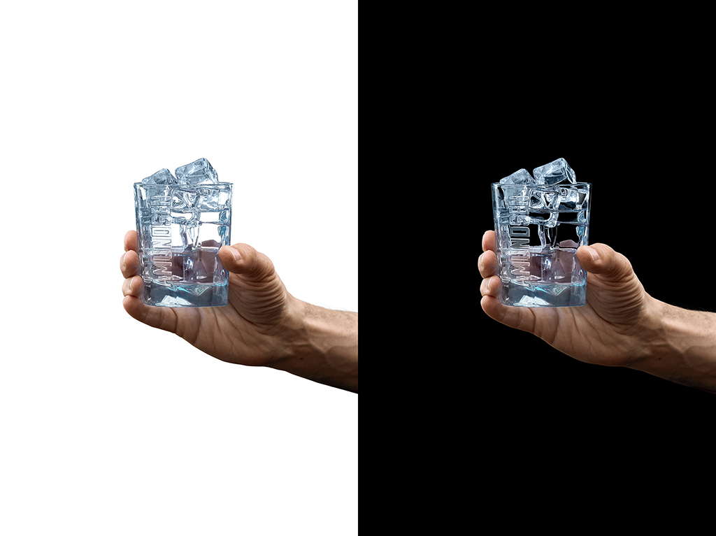 black and white background in the same glass photo